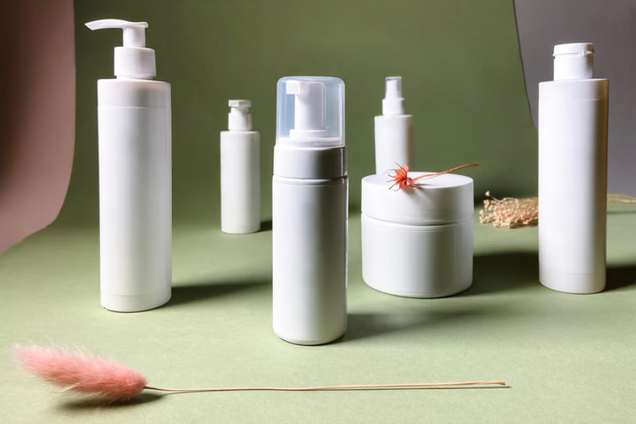 desain kemasan skincare dengan berbagai bentuk wadah
