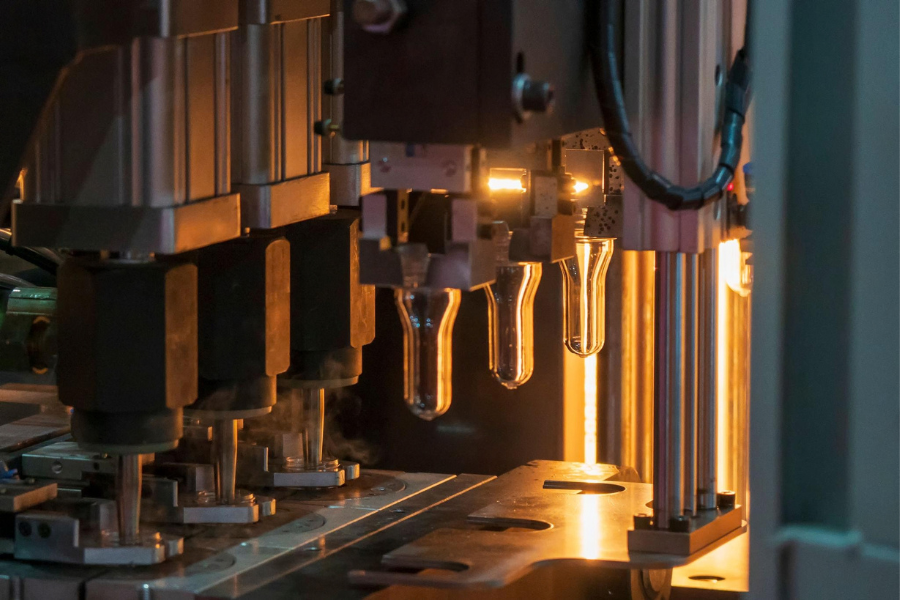 preform plastik diproses menggunakan mesin blow molding untuk membentuk botol